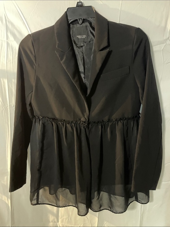 Simply Vera Vera Wang Jackets & Blazers - Simply Vera lovely Black Peplum/sheer Waist Blazer Jacket w/pockets